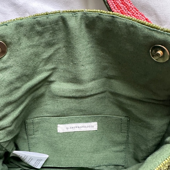 Anthropologie Beaded Shoulder Bag in Green and Pink - Picture 3 of 3